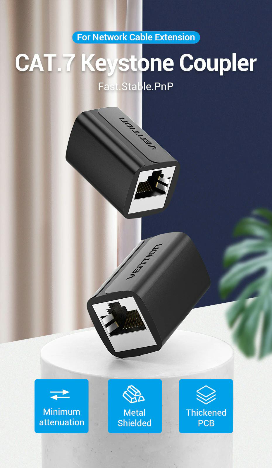Інтернет-з'єднувач Vention Cat.7 10 Гбіт/с FTP RJ45 LAN RJ 45 Ethernet Чорний (IPWB0) - фото 4 Інтернет-з'єднувач Vention Cat.7 10 Гбіт/с FTP RJ45 LAN RJ 45 Ethernet Чорний (IPWB0) - фото 4
