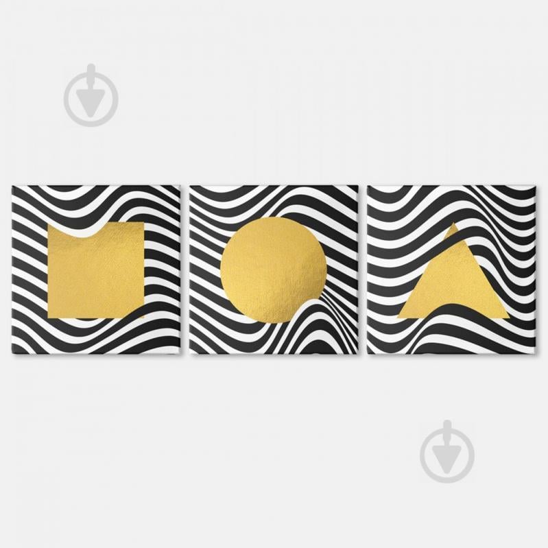 Модульная картина из трех частей Malevich Store 156x50 см  Gold Geometric (MK322404)