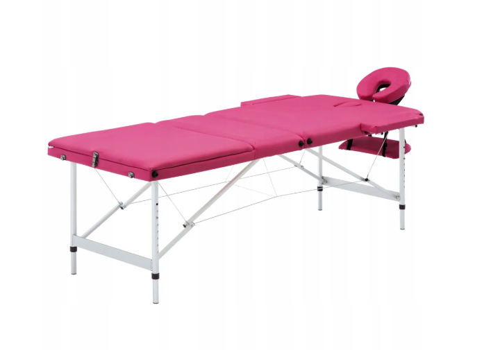Стол массажный 3-сегментный алюминиевый Vida XL Розовый (VidaXL)
