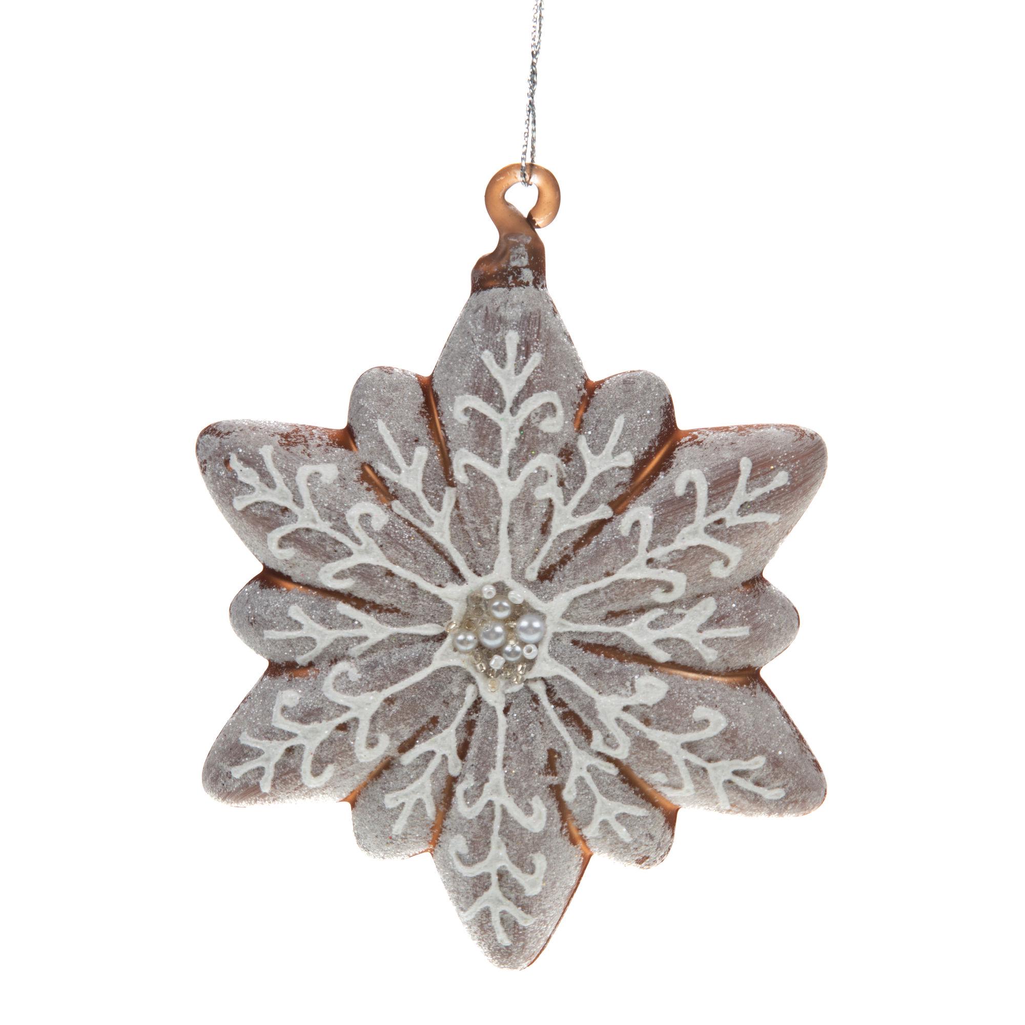 Украшение елочное стеклянное снежинка AMADEUS Серебристый