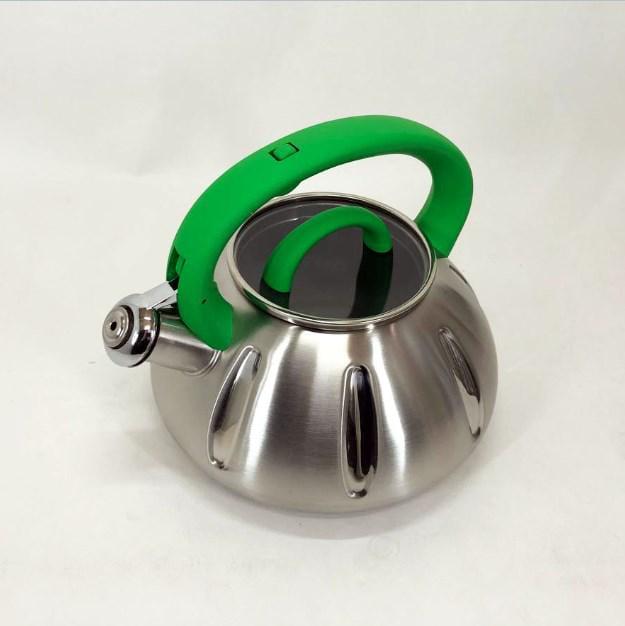 Чайник со свистком Unique UN-5303 нержавеющая сталь 3,0 л Зеленый - фото 2 Чайник со свистком Unique UN-5303 нержавеющая сталь 3,0 л Зеленый - фото 2