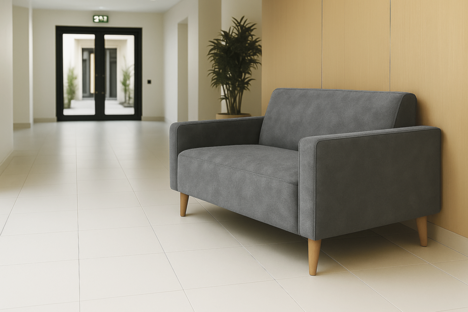 Диван офисный Tobi Sho Селдон с подлокотниками 1260х680х770 мм велюр Крокус Серый/90 (89rt6gd6)