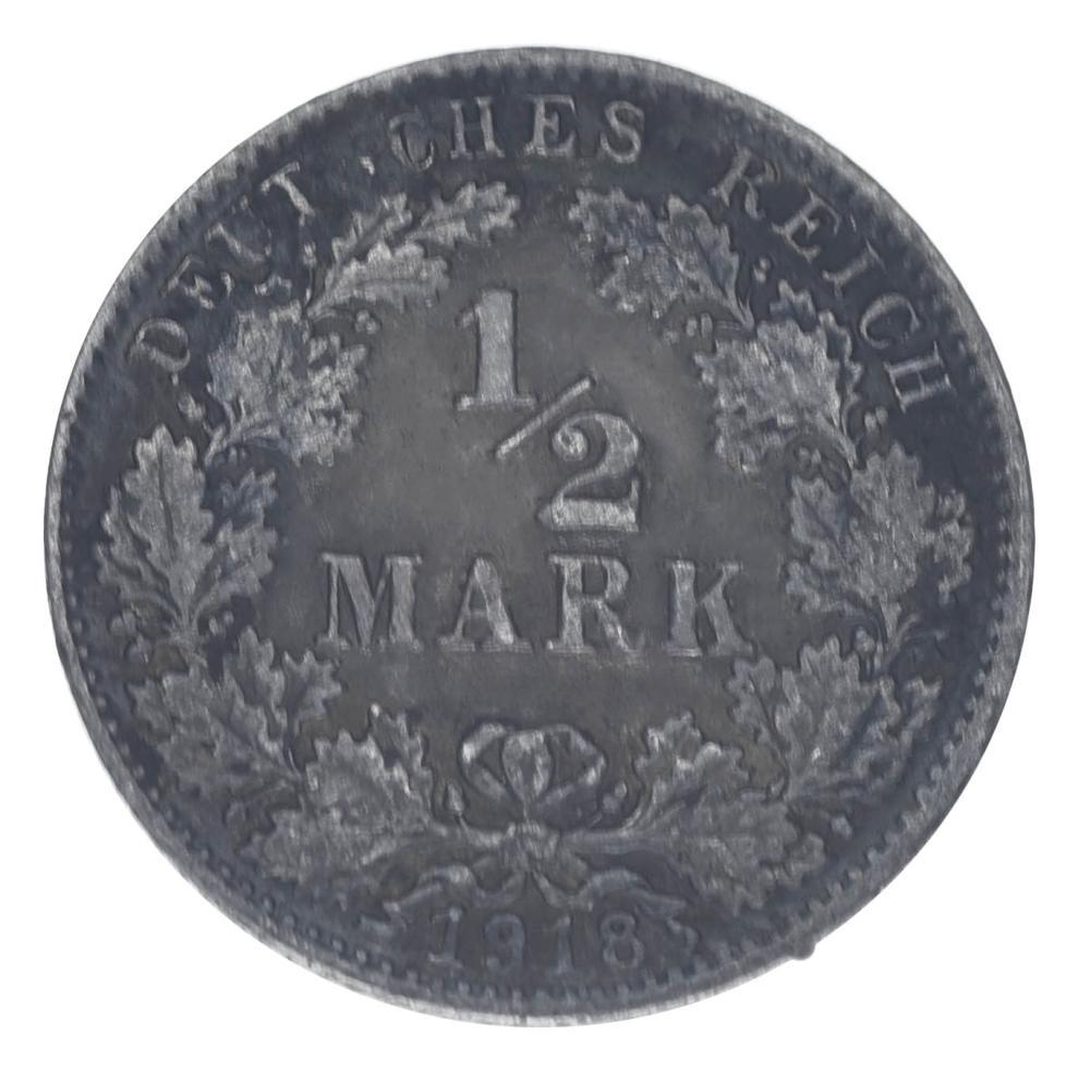 Коллекционная монета Германия 1/2 марки 1918 Серебро F-VF