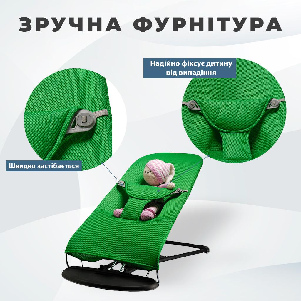 Сменный чехол для детского шезлонга Baby Bjorn Balance Soft неопрен 3D в сетку Зеленый (BBS-00-07) - фото 4