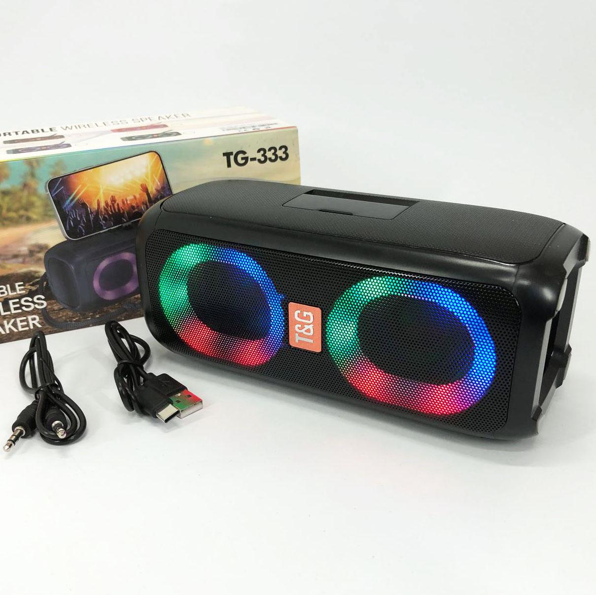 Колонка портативная TG333 2x5W с RGB подсветкой Черный Колонка портативная TG333 2x5W с RGB подсветкой Черный