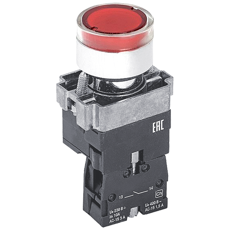 Кнопка управления CNC LAY5-ВW3465 1NO+1NC 22 мм с подсветкой Красный (Б00032386)