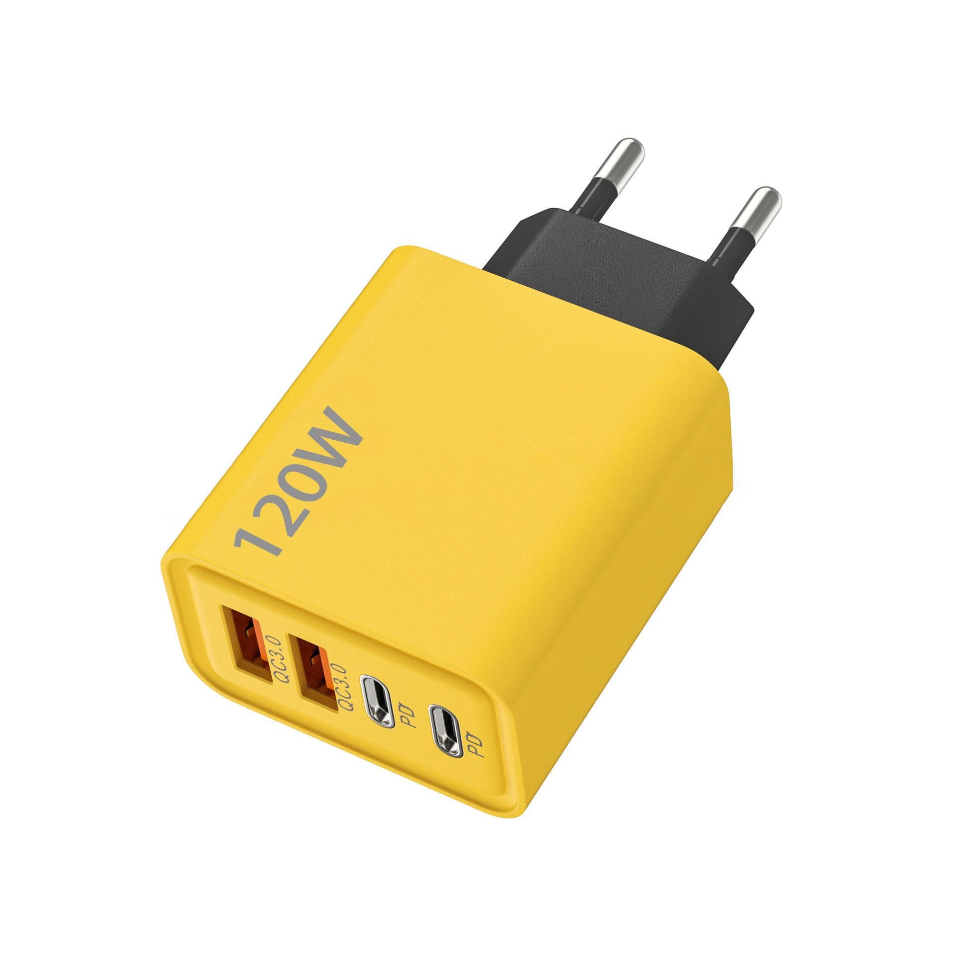 Зарядное устройство для ILEPO 120W быстрая зарядка для телефона/планшета 2 USB + 2 Type-C Yellow (19023)