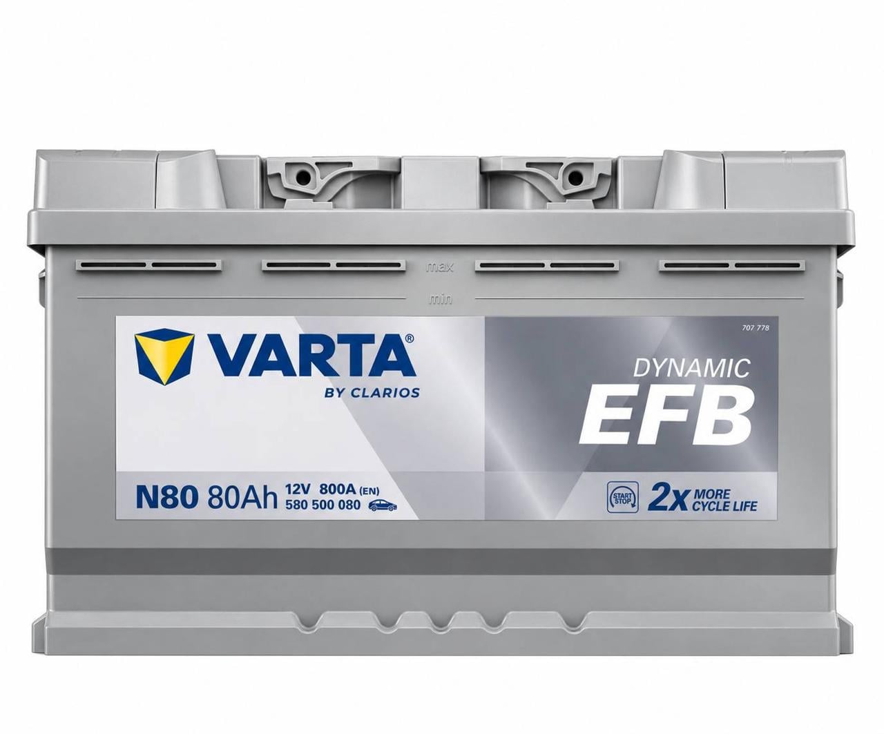 Акумулятор автомобільний Varta EFB N80 80 Ah 800A R+ 12V (3174974582) Акумулятор автомобільний Varta EFB N80 80 Ah 800A R+ 12V (3174974582)
