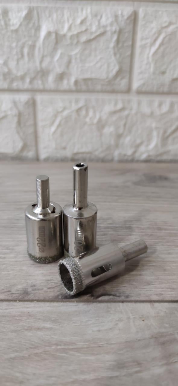 Коронки алмазные для стекла и керамики 22 мм 20 мм и 18 мм 3 шт. (KG-6660)