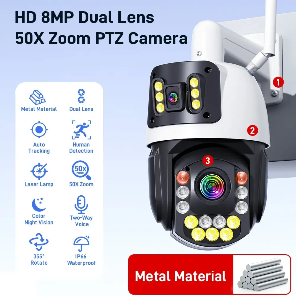 Камера відеоспостереження вузька Regis 50X Zoom IP 2в1 Wi-Fi PTZ/microSD ONVIF ICSEE поворотна 8 Мп (25399091) - фото 6