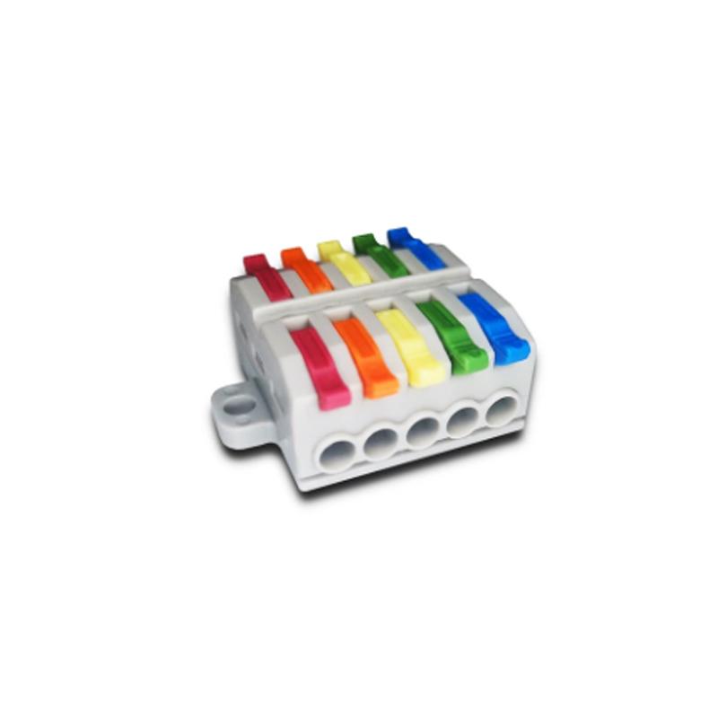 Клемма проходная Tactix 0,08-4 мм2 32А 5х1-5х1 одинарная 29,8х40,5х14,4 мм крепеж 3,4 мм Разноцветный (KV227-5Pc)