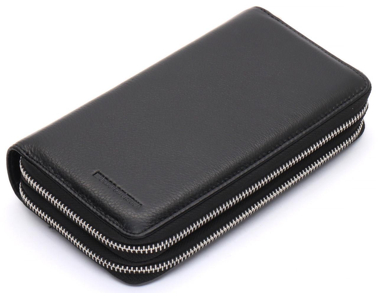 Клатч мужской Marco Coverna на две молнии из натуральной кожи Черный (MC-801-1)