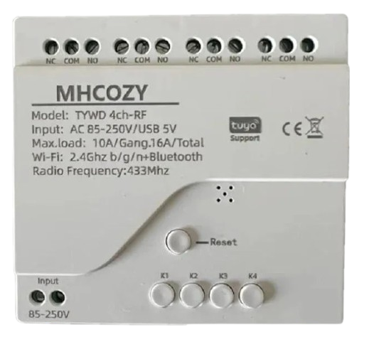 Реле wiFi MHCOZY TYWD 4ch-RF 4-канальне з підтримкою RF 433 МГц (31444992)