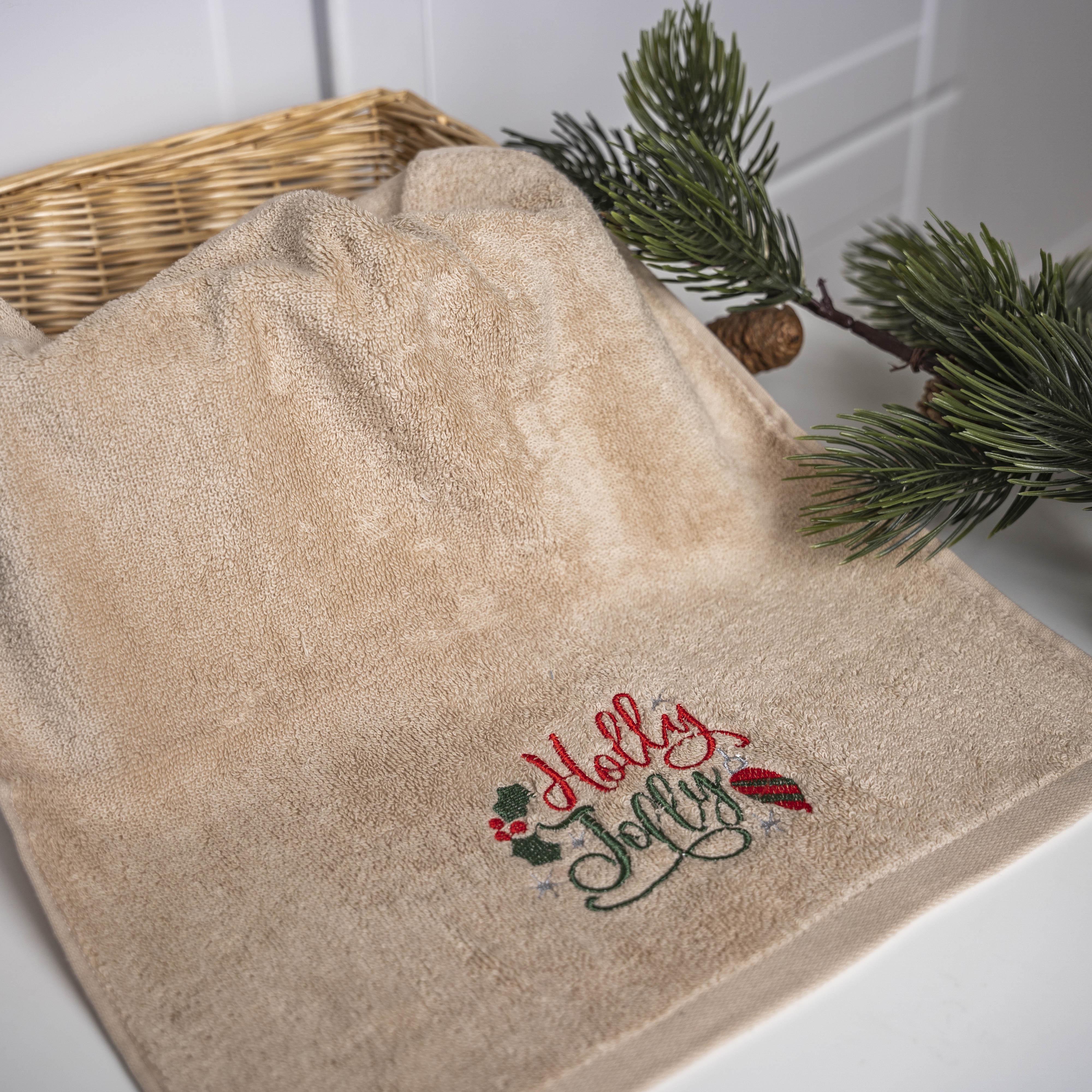 Рушник кухонний новорічний 35x75 см Бежевий (88848)