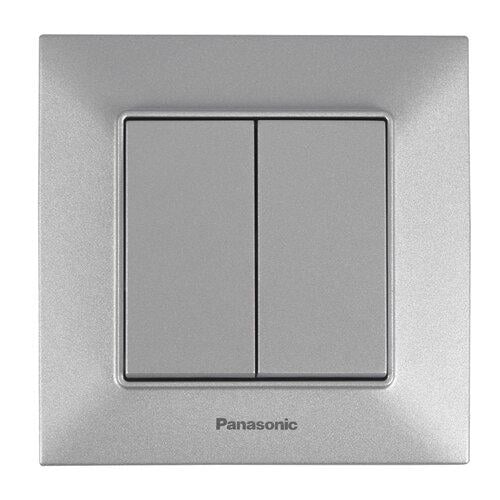Выключатель двухклавишный Panasonic Arkedia Slim Серебристый (WNTC0009-2SL)