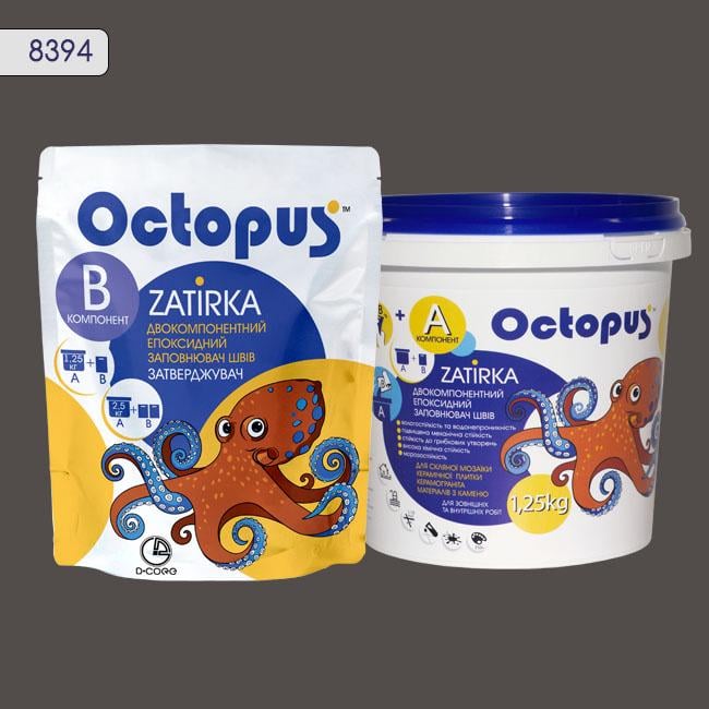 Затирка для плитки Octopus Zatirka 8394 эпоксидная 1,25 кг Серый