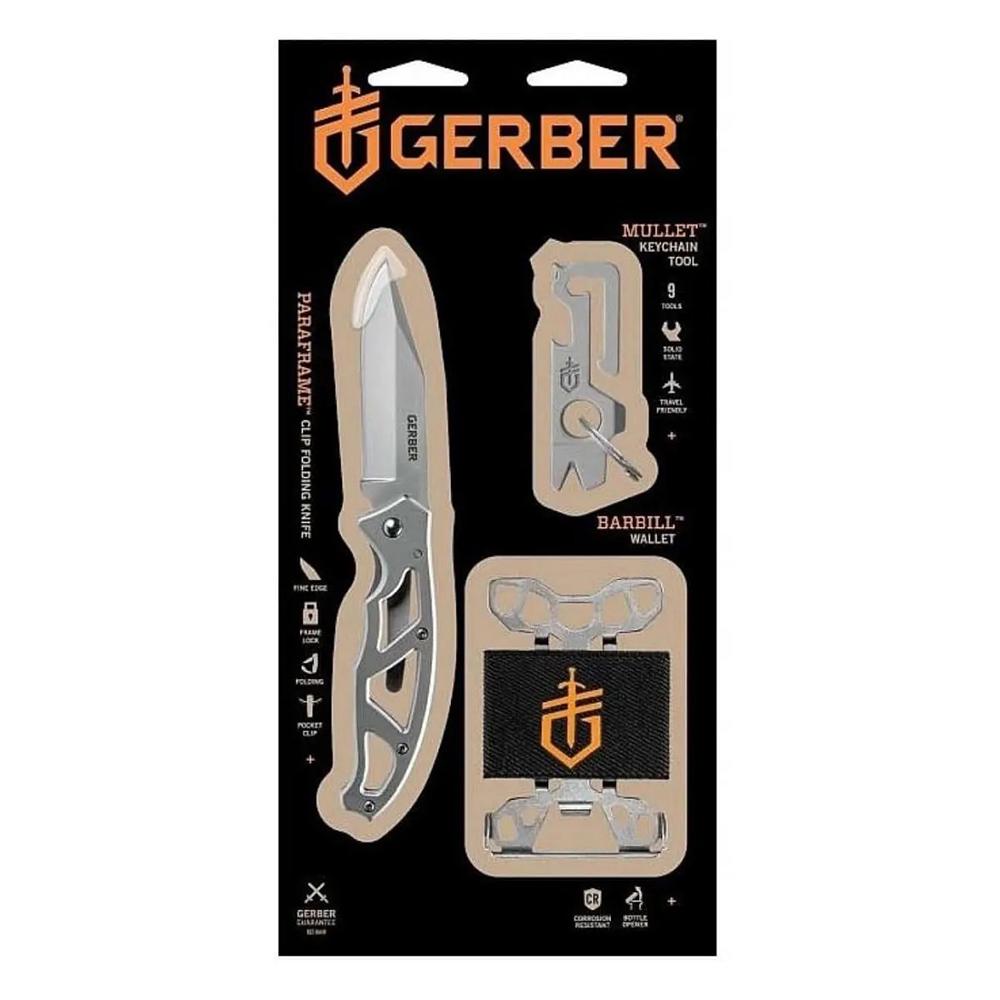 Подарунковий набір Gerber ніж Paraframe I/Mullet Solid State Stonewash Card та Barbill (1059859) - фото 3