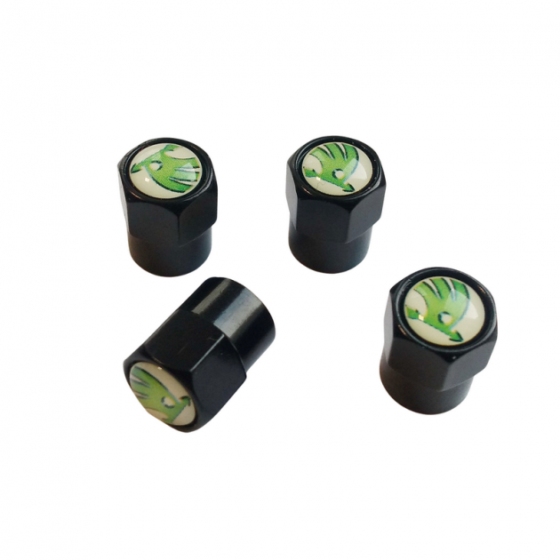 Набор колпачков на ниппель для автомобиля SUNROZ Caps Short Skoda 4 шт. Black