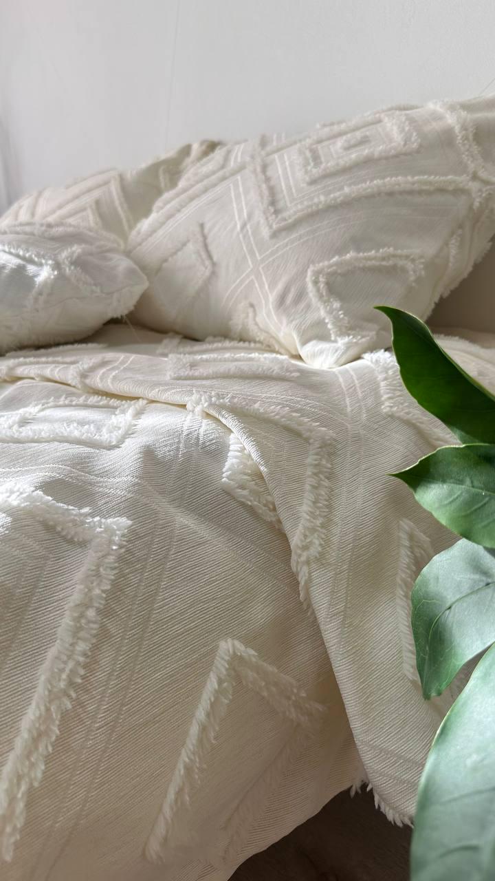 Покрывало Скандинавский большой ромб 220х240 см Молочный - фото 3 Покрывало Скандинавский большой ромб 220х240 см Молочный - фото 3