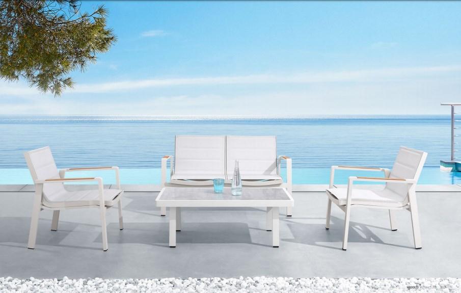 Комплект уличной мягкой мебели в стиле Loft с металлическим каркасом Белый (KS-1345)