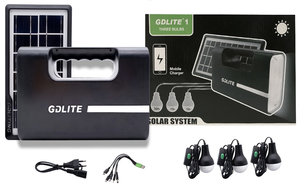 Зарядная станция портативная GDLITE GD-1 портативный ручной походный фонарь и с солнечной панелью (8418 GD 1)