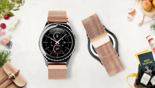 Ремешок для смарт-часов Mijobs 20 мм миланская петля металлический Золотой/Розовый (1565P) - фото 2 Ремешок для смарт-часов Mijobs 20 мм миланская петля металлический Золотой/Розовый (1565P) - фото 2