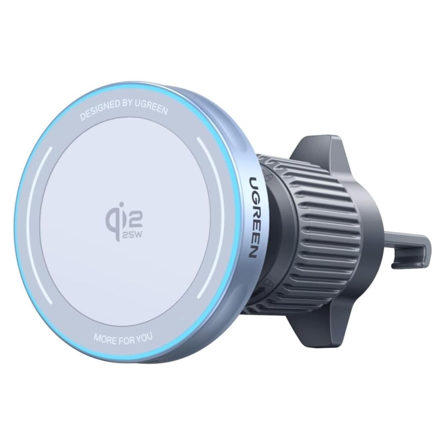Держатель для телефонов в машину с беспроводной зарядкой UGREEN W758 Qi2 25W USB-C Светло-голубой/Серый (55967)
