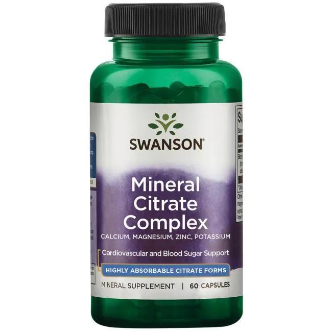 Мультиминеральный комплекс Swanson Mineral Citrate Complex Calcium Magnesium Zinc Potassium 60 Caps