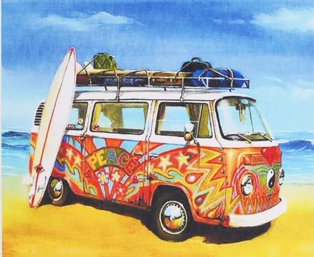 Алмазная мозаика Хиппи фургончик на холсте с подрамником 30х40 см (GB76252)