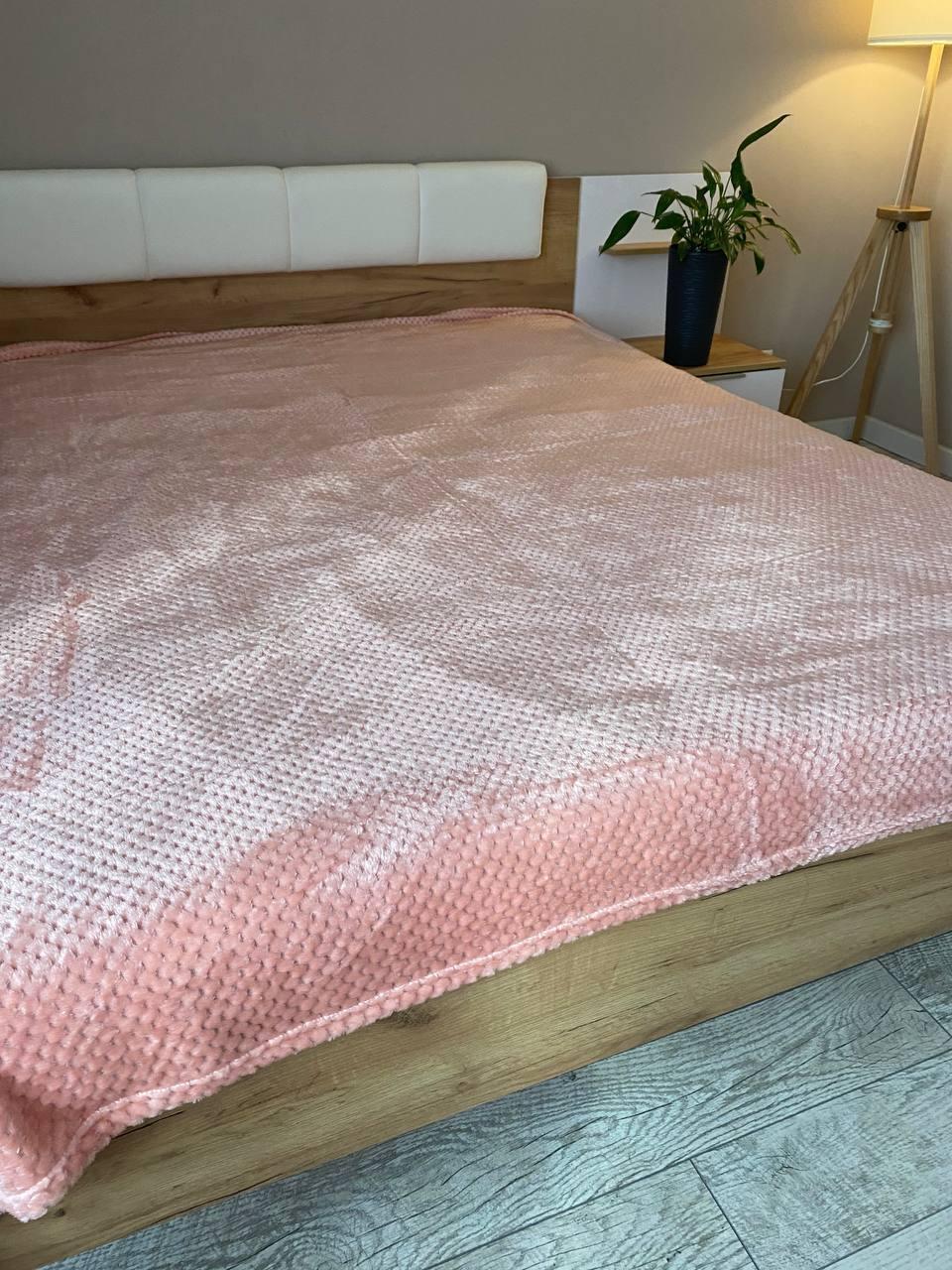 Плед Соты велюровый гипоаллергенный полуторный 150х200 см Розовый (П4К-al-sotu-pol-001-04)