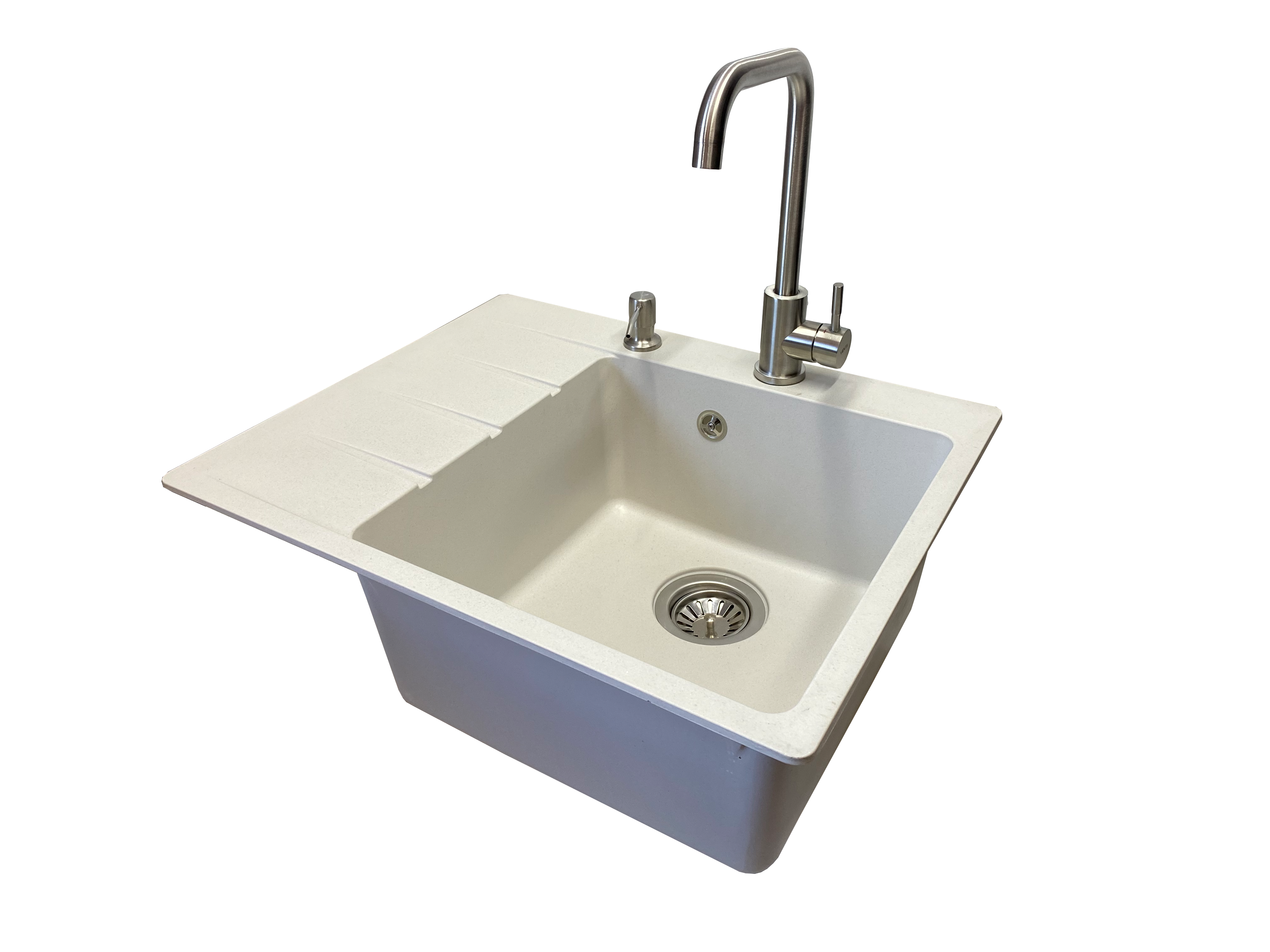 Мойка кухонная VECTOR Forest 62x50 см чаша справа/смеситель/дозатор/сифон Белый (2f75c04a)