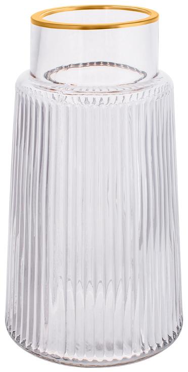 Ваза для цветов стеклянная Ancient Glass Grace Ø 12x20 см с золотой каймой