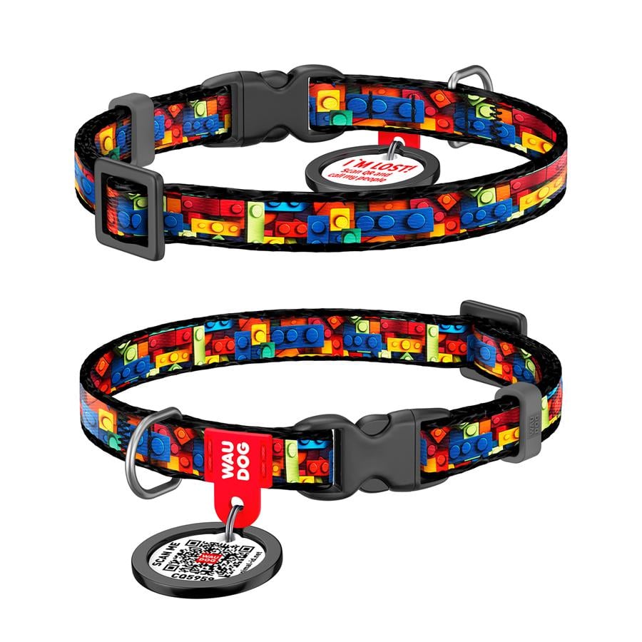 Ошейник для собак/кошек с QR-паспортом Waudog Nylon Блоки пластиковый фастекс XS 10 мм 20-30 см Разноцветный (278-4056) Ошейник для собак/кошек с QR-паспортом Waudog Nylon Блоки пластиковый фастекс XS 10 мм 20-30 см Разноцветный (278-4056)