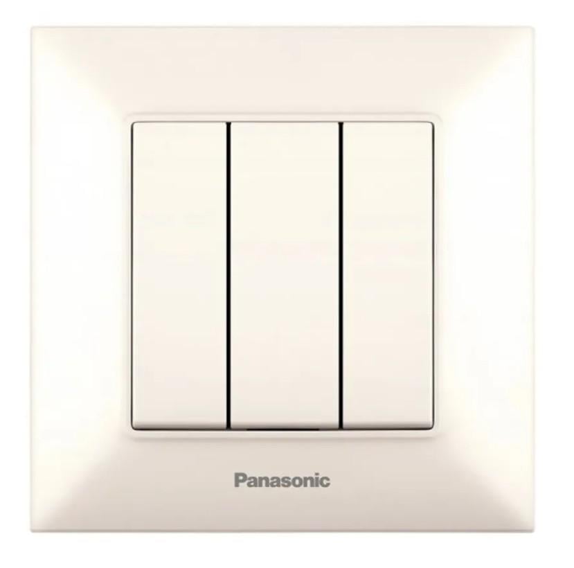 Вимикач трьохклавішний Panasonic Arkedia Slim WNTC00152BG-UA Кремовий