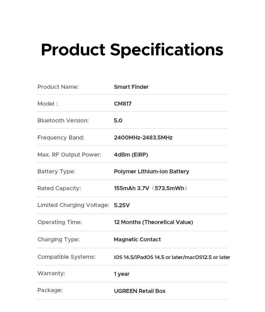 Трекер смарт Ugreen 1.7 мм 12 IP68 Чорний (45298) - фото 10 Трекер смарт Ugreen 1.7 мм 12 IP68 Чорний (45298) - фото 10