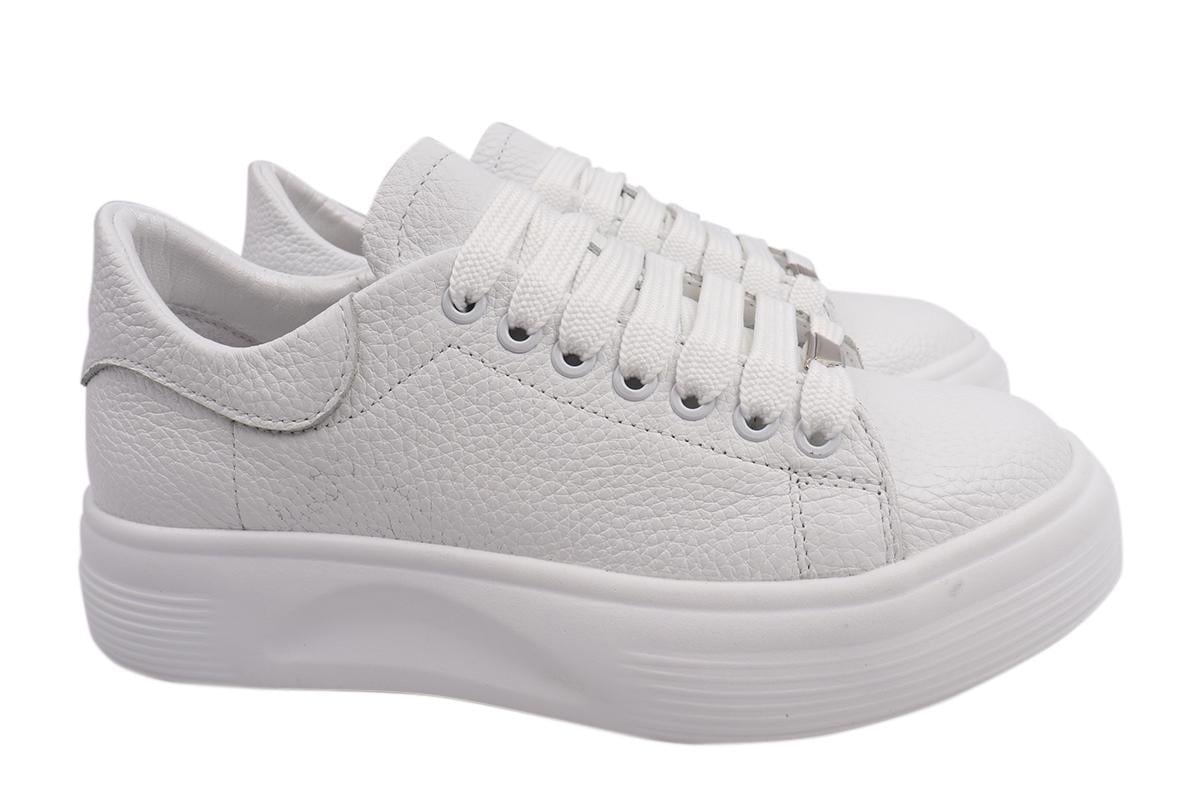 Кеды женские Kento из кожи на низком ходу на шнуровке Белый (53-21DTC 36)
