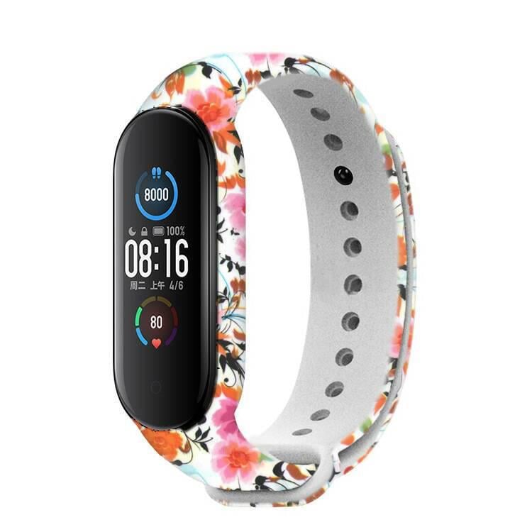 Ремінець MRK Квіти для фітнес браслета Xiaomi Mi Band 6/5 силіконовий (43)