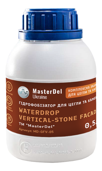 Гидрофобизатор для кирпича и камня MasterDel WaterDrop Vertical-Stone Facade 1:3 0,5 л (29389362) - фото 2 Гидрофобизатор для кирпича и камня MasterDel WaterDrop Vertical-Stone Facade 1:3 0,5 л (29389362) - фото 2