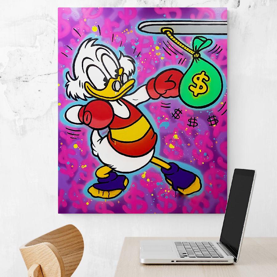 Картина HolstPrint Скрудж Макдак боксирует на холсте 50х70 см (RK0143)