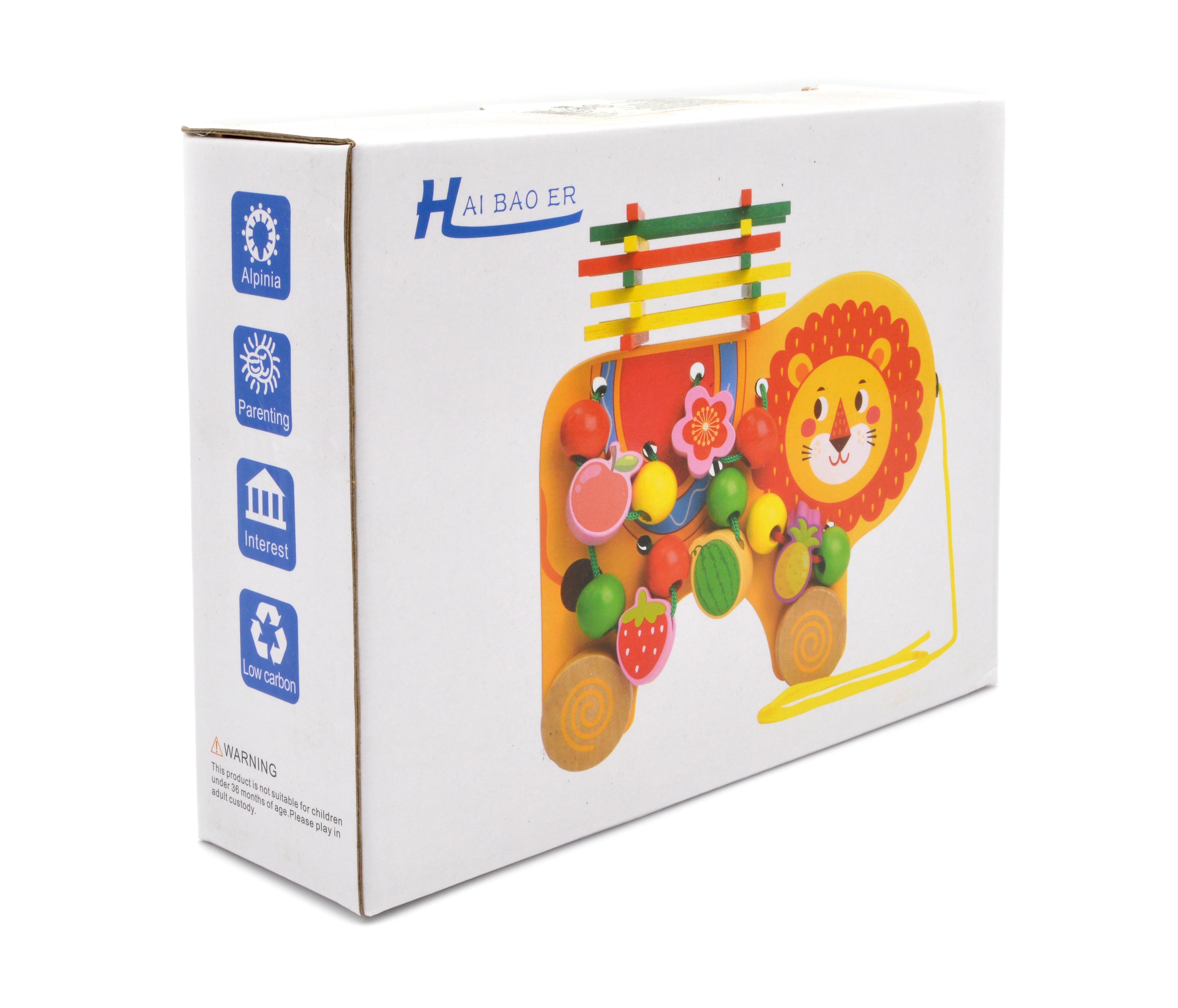 Каталка дерев'яна Лев шнурівка/балансир/лічильні палички (48173) - фото 3