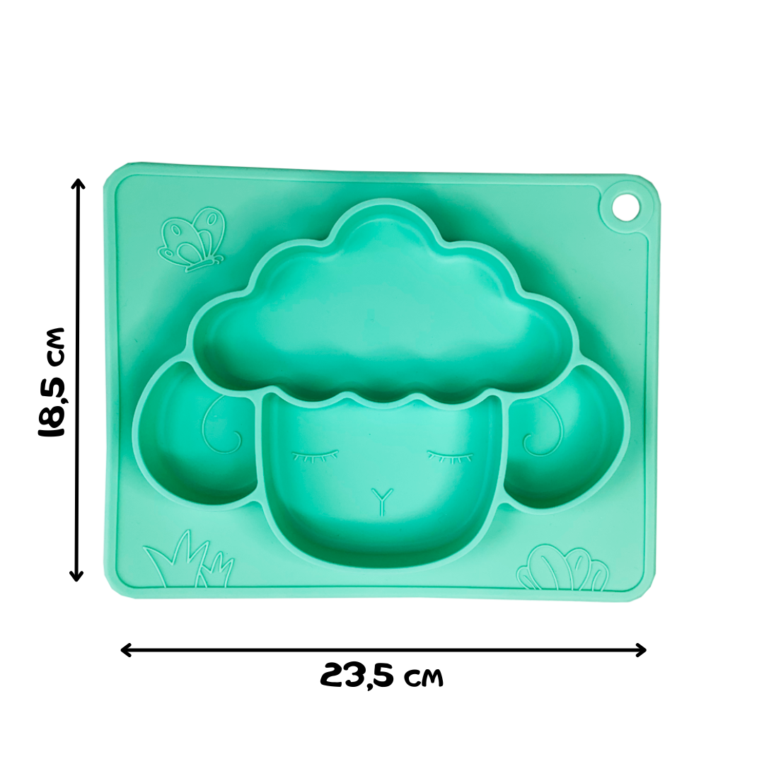 Тарілка-килимок для дітей Баранчик силіконова М'ятний (42) - фото 2