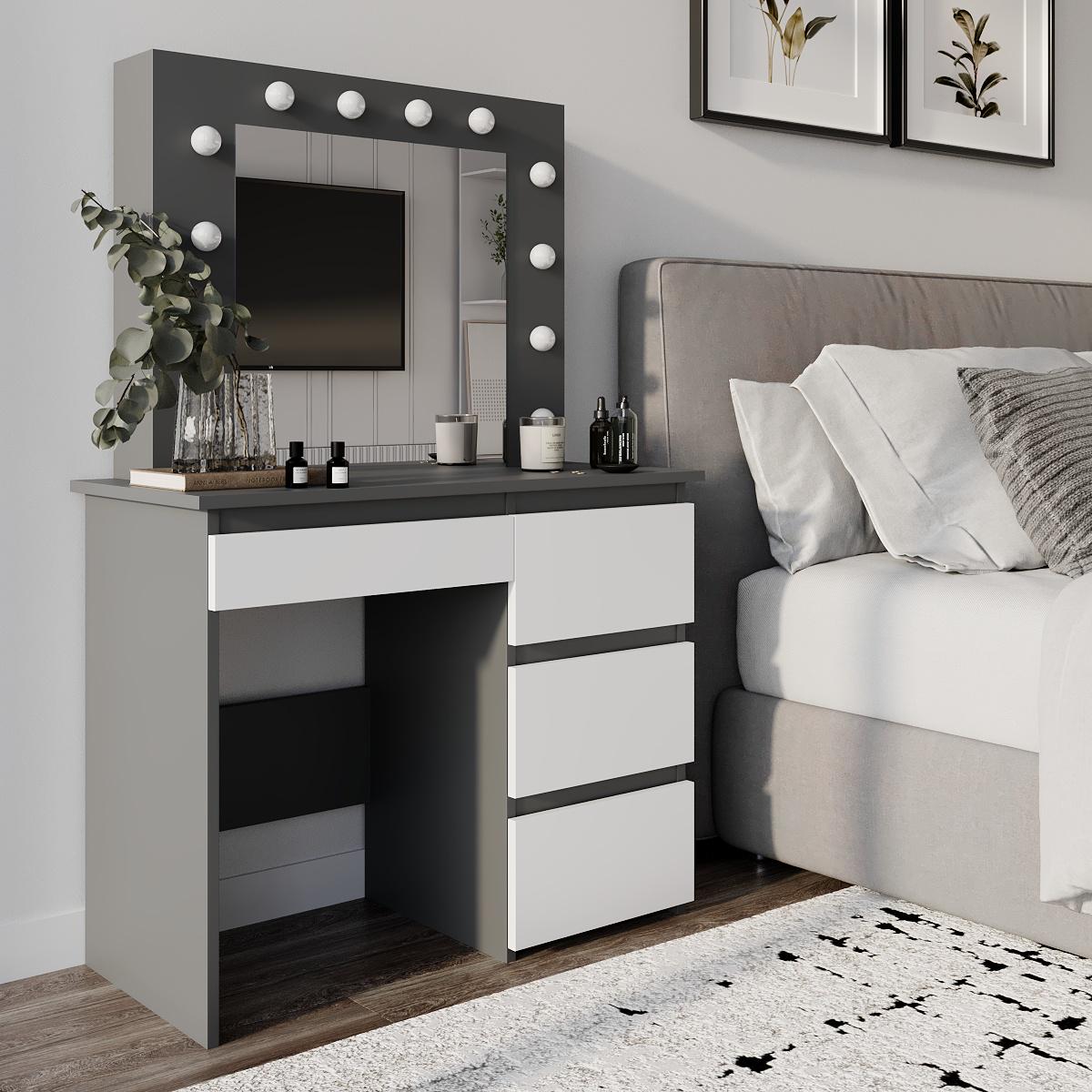 Туалетний столик Beauty 940х430х1400 мм Графіт/Білий діамант (GATB31070100000) - фото 3 Туалетний столик Beauty 940х430х1400 мм Графіт/Білий діамант (GATB31070100000) - фото 3