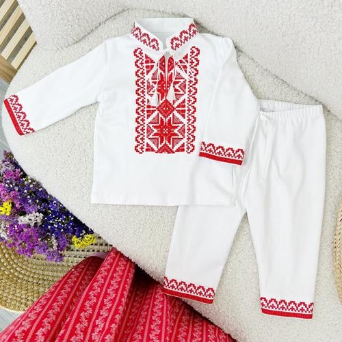 Костюм-вишиванка для хлопчика Family Tradition Файний гуцулик сатин Білий (50171)