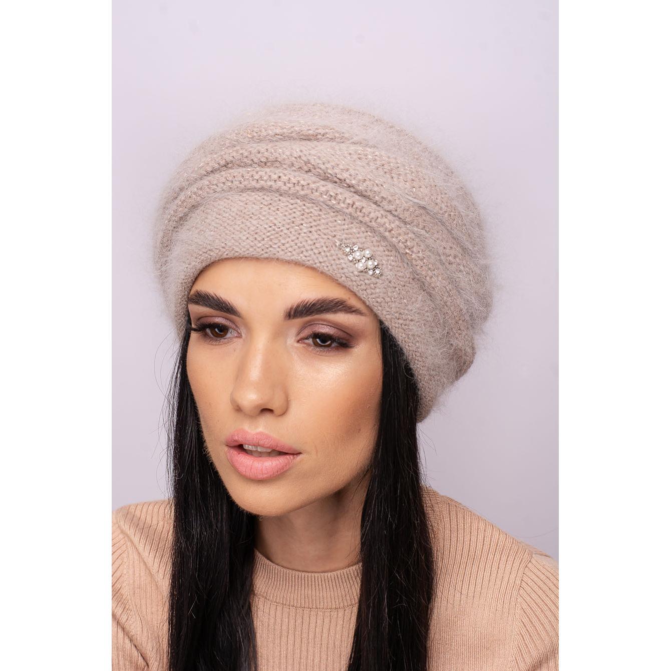 Шапка женская ангоровая двойная Leks Марго one size Бежевый - фото 1