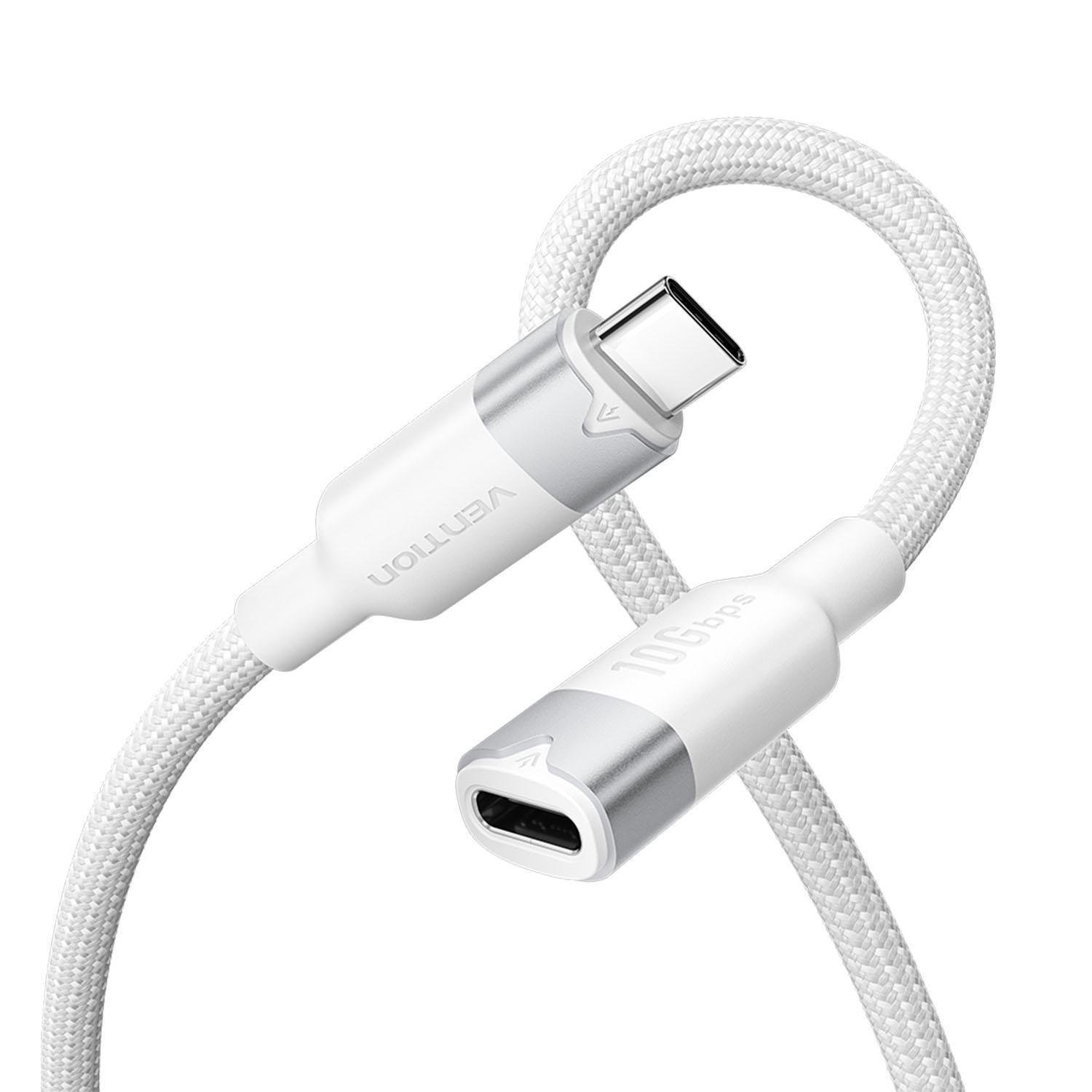 Кабель Vention USB-C 3.2 Gen2 Type-C 10 Гбит/с 5A 100W 4K 60Гц 1 м Белый (TRFWF)