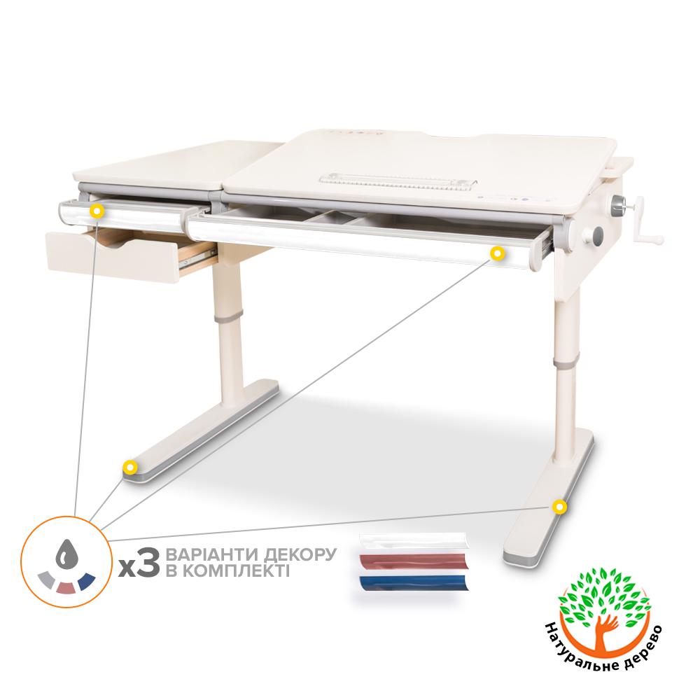 Шкільна ергономічна дитяча парта трансформер Mealux Montreal Multicolor Lite Білий (BD-670 W/MC Lite) - фото 2 Шкільна ергономічна дитяча парта трансформер Mealux Montreal Multicolor Lite Білий (BD-670 W/MC Lite) - фото 2