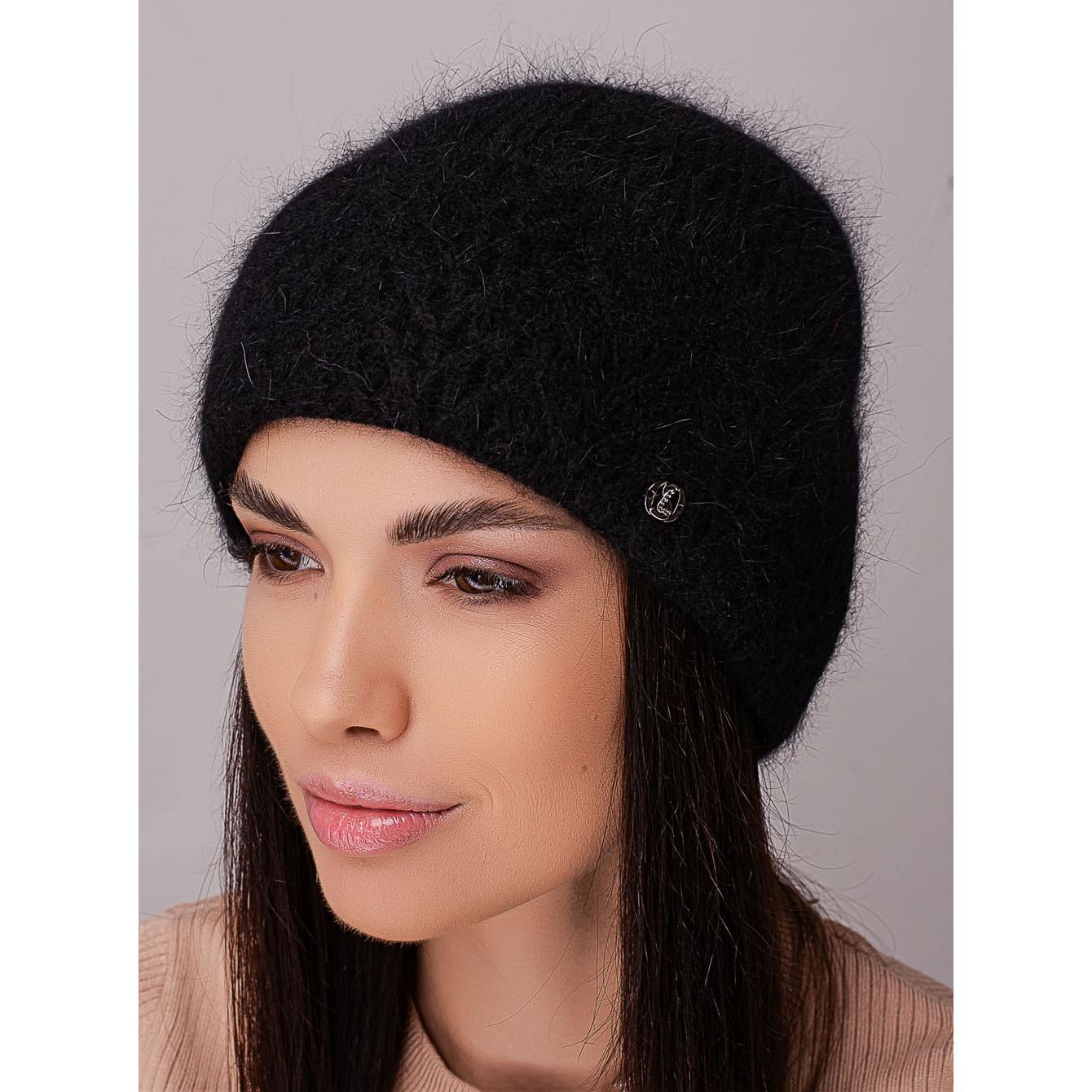 Шапка ангорова жіноча з флісовою підкладкою і візерунком на відвороті Leks Марі Чорний - фото 1 Шапка ангорова жіноча з флісовою підкладкою і візерунком на відвороті Leks Марі Чорний - фото 1