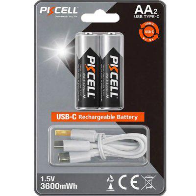 Батарейки акумуляторні літієві PKcell USB-C 1,5 В AA 3600 мВт/год