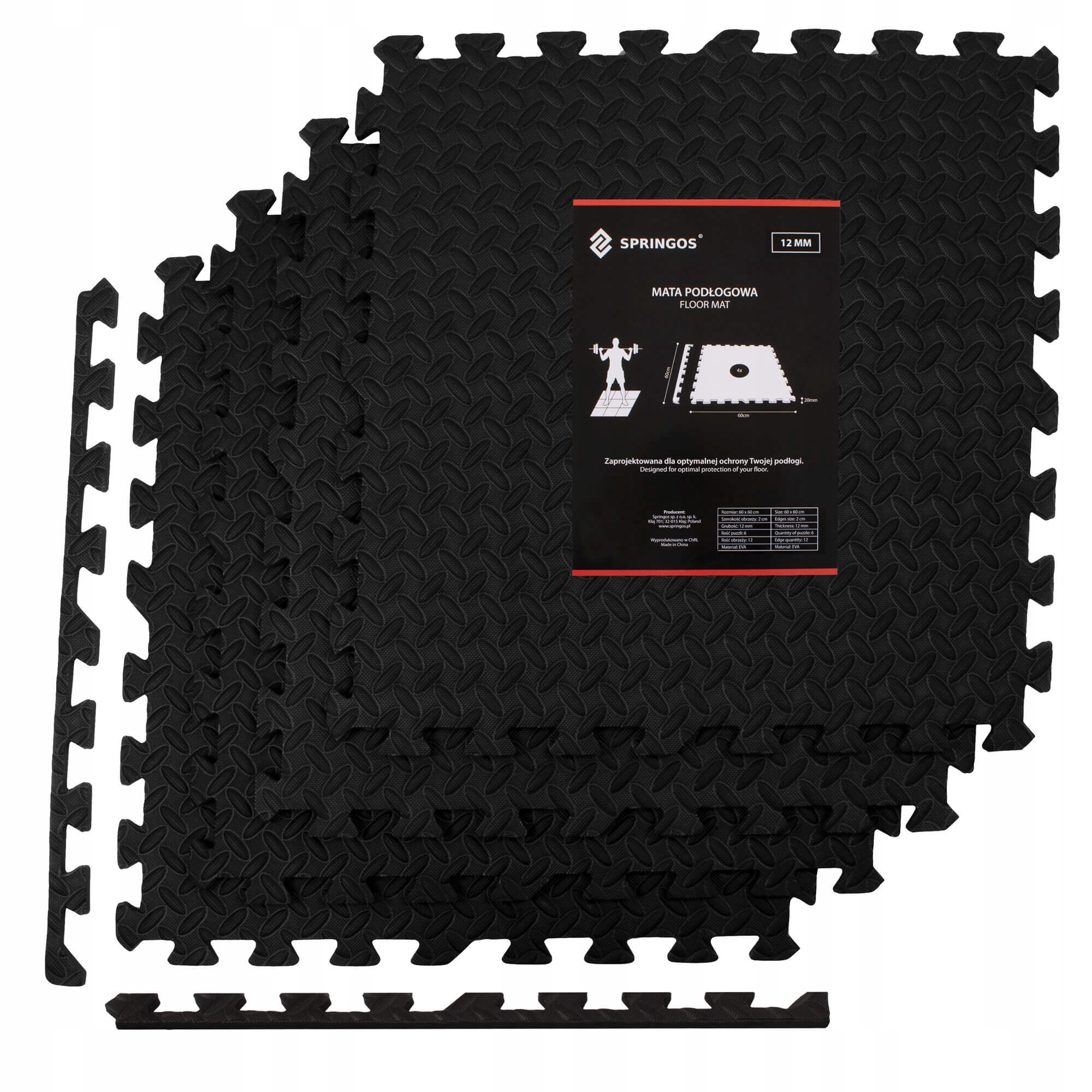 Мат-пазл Springos Mat Puzzle EVA 120x120x1,2 cм FM0004 Black Мат-пазл Springos Mat Puzzle EVA 120x120x1,2 cм FM0004 Black