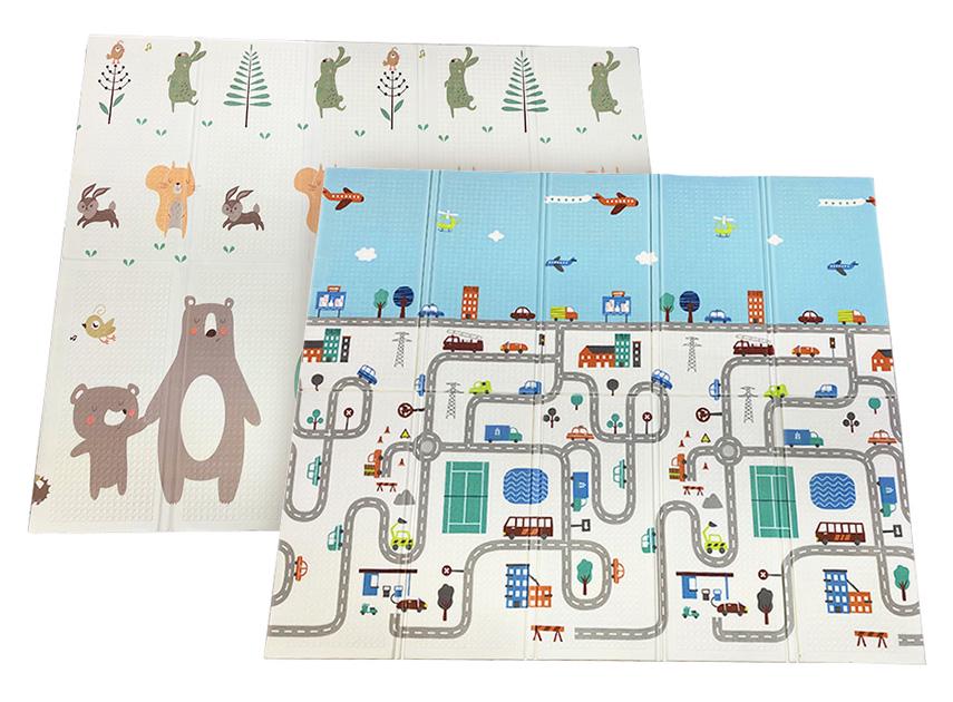 Развивающий коврик детский двухсторонний Лесные животные Н02/Дороги Н26 с сумкой 180х150х1 см (2633749155)